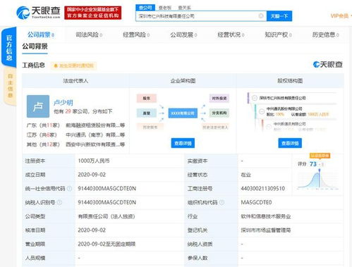 中兴通讯在深圳成立全资子公司,注册资本1000万